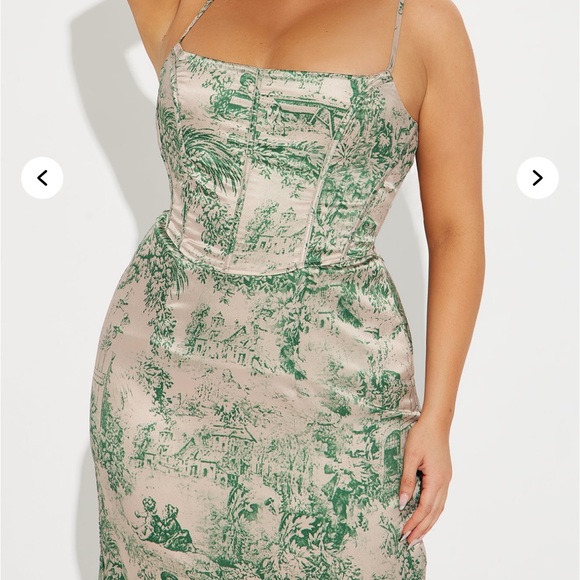 Corset Green Midi Dress - Picture 2 of 6